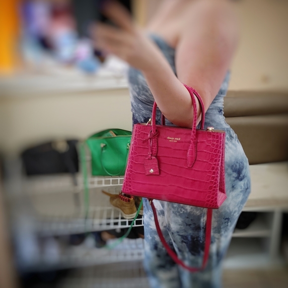 NWT Kate Spade Eva Croco Purse in Cherry Pie Pink - Picture 8 of 11